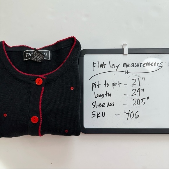 Terrazo Cardigan Sweater Size Large Holiday Cardinal Embroidered Beaded Bird - Picture 13 of 13